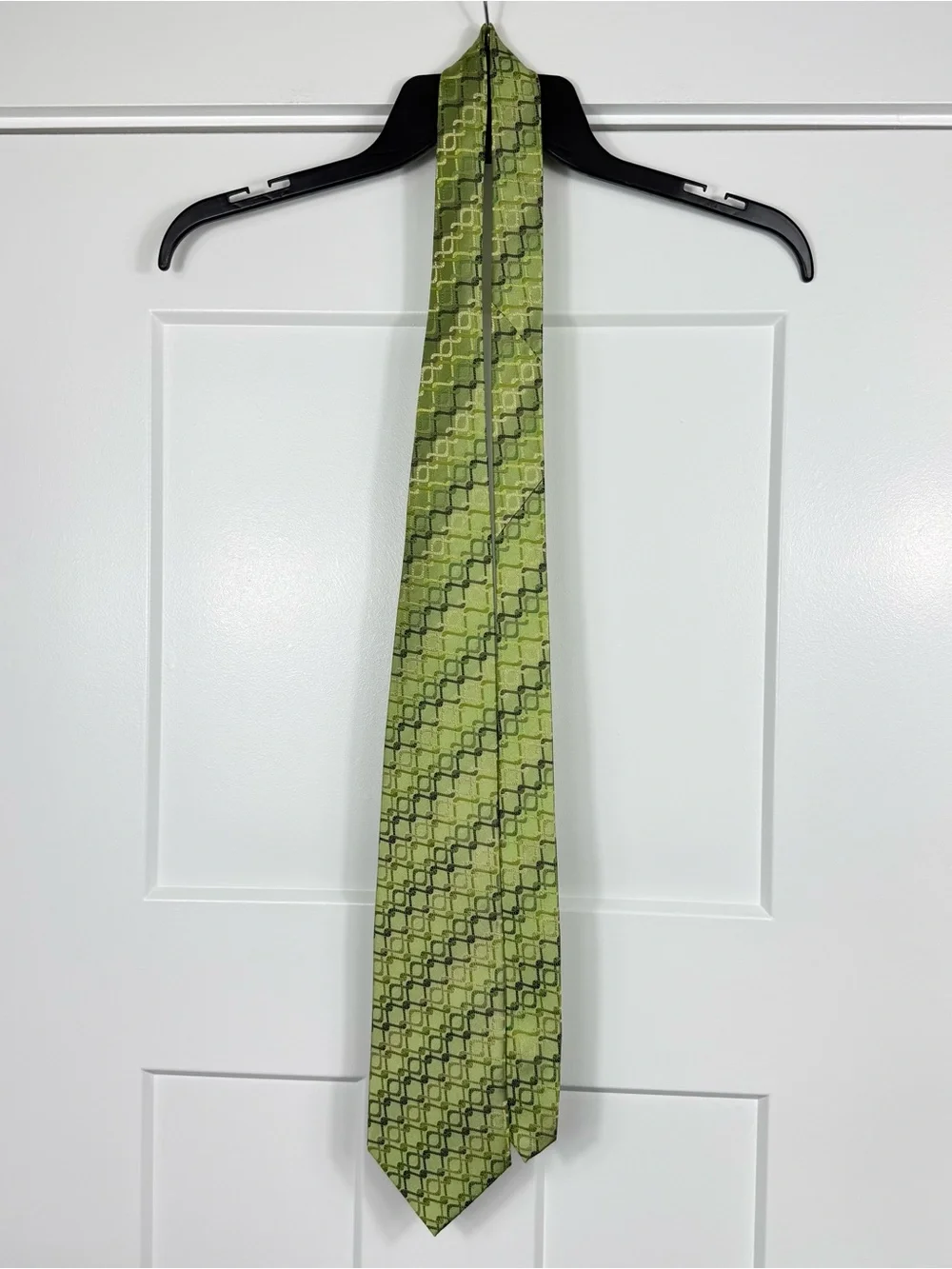 Umberto Frasi 100% Silk Green Geometric Jacquard Tie Handmade Men's Necktie